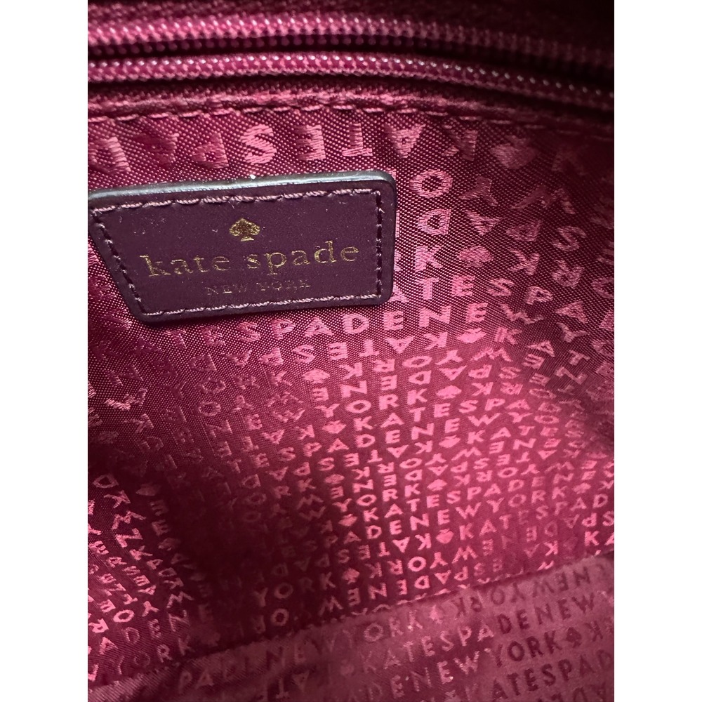 Kate Spade New York Leather Tote Bag Burgundy Plum Top Zip Shoulder Bag - Picture 14 of 16